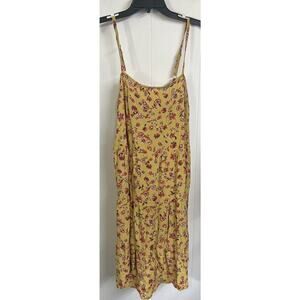 EUC Old Navy Sundress Womens XL‎ Tall Yellow Floral Spaghetti Strap Adjustable